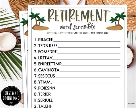 Retirement Party Games Free Printable